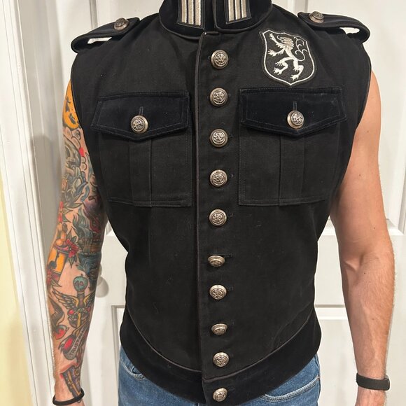Shrine of Hollywood Black Royal Marine Vest Goth - Picture 2 of 6